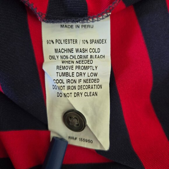 Greyson Polo Shirt Blue Red Mens Large Golf Striped Stretch Casual USA - Picture 5 of 7